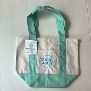 TRADER JOES MINI PASTEL GREEN CAVAS TOTE